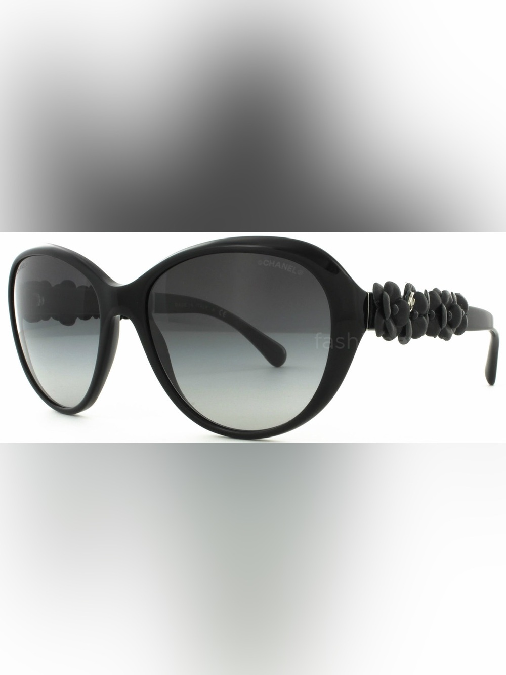 Chanel Camellia Leather Flowers Sunglasses 5316-Q Black Floral like new